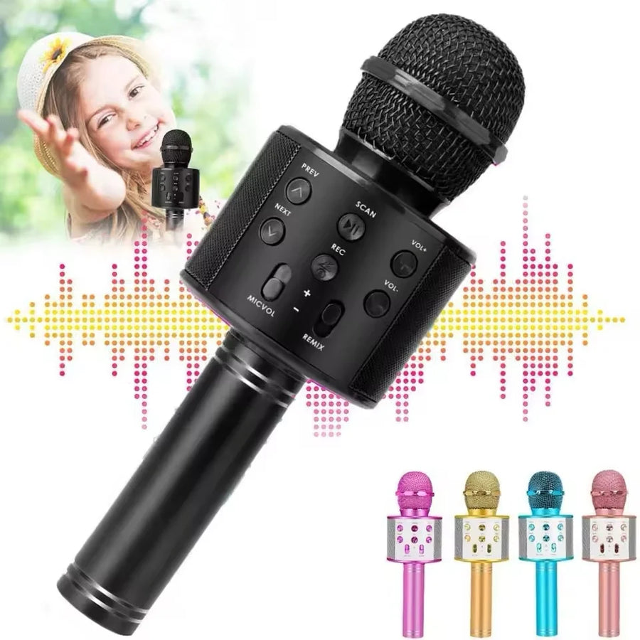 Wireless Karaoke Microphone , Bluetooth Speaker, Multi-Function Controls 5-In-1 Handheld Mic For Party, Great Birthday Gift