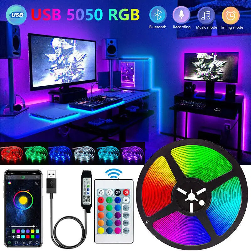Ruban LED Bluetooth SMD 5050 – Réactif Musique TV & Gaming