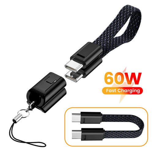 Câble USB-C 60W Ultra-Court – Porte-Clés Charge Rapide iPhone & Samsung