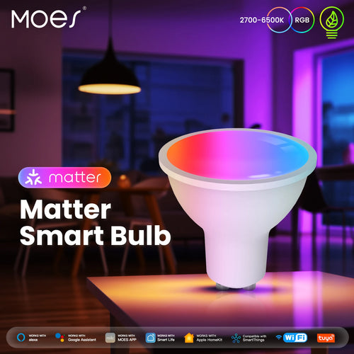 Ampoule Connectée MOES Matter GU10 – 16M Couleurs RGB Dimmable